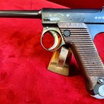 SOLD MINT CRISP EARLY PRODUCTION, RARE 7.5 date (MAY,1932) TOKYO ARSENAL TYPE 14 NAMBU PISTOL, STILL WITH MATCHING MAGAZINE! JUST STUNNING!