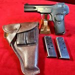 SOLD EXCEPTIONAL, GERMAN WWI OFFICER CARRIED, FN MODEL 1900 PISTOL, RARE OFFICER PURCHASE WITH DOUBLE MAG POUCH HOLSTER, MINT CRISP