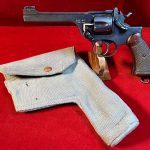 SOLD. VERY CHOICE, BRITISH ARMY EARLY 1935 PRODUCTION ENFIELD No2 MkI .38/200 SERVICE REVOLVER, UN-ALTERED HAMMER & VERY CRISP! WITH RAF HOLSTER TOO!
