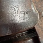 SOLD 1942 MAUSER HSC HOLSTER, RARE MAKER MARK “BEARSKIN OAKLEAF 9” (CHRISTOPH NEUNER, KLAGENFURT), WaA938, NICE!