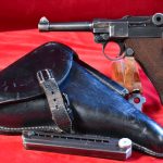 SOLD MID-SUMMER SALE! FANTASTIC GERMAN WWII, MAUSER 42 CODE, 1940 P.08 LUGER PISTOL, 2 MATCHING MAG FULL RIG! VERY SHARP!