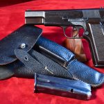SOLD EXCEPTIONAL NAZI FN/BROWNING HIGH POWER PISTOL, 1944 “B” BLOCK, VERY CRISP FULL RIG WITH RARE jkh4 PEBBLE GRAIN HOLSTER, STUNNING RIG!