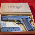 SOLD MINT NEW IN THE ORIGINAL BOX US WWII REMINGTON RAND M1911A1 US ARMY SERVICE PISTOL, LATE JUNE 1945 PRODUCTION, OUTSTANDING!
