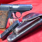 SOLD ULTRA RARE WALTHER PPK, NAZI REICHSBANK ISSUED WITH PANAGRAPHED NUMBERED SLIDE, TWO MAG FULL RIG! VERY SHARP!