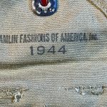 RARE US WWII M1 CARBINE TWIN MAG POUCH FOR BELT, 1944 KHAKI, RARE MAKER TOO!