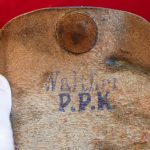 SOLD SCARCE BLACK AKAH ANUSHAT HOLSTER FOR THE WALTHER PPK, WELL MARKED AND VERY SHARP!