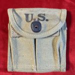 SOLD  MON MARCH 3 ORIGINAL MINT UN-ISSUED VERY EARLY WW2 M1 CARBINE MAG POUCH, ATLAS AWNING 1942