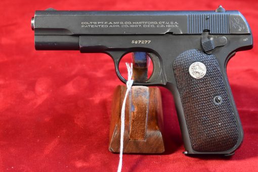 MON JUL 28, RARE US WWII US PROPERTY MARKED 1903 COLT POCKET HAMMERLESS PISTOL, LATE 1944 PRODUCTION, NOT BRITISH PROOFED, MINTY! WITH COLT LETTER TOO! - Image 4