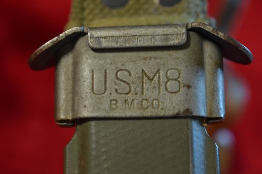 THU JUL 24, US WWII SCARCE MAKER, AERIAL GUARD MARKED, M3 FIGHTING KNIFE WITH M8 SCABBARD, MINT COLLECTOR GRADE! - Image 7