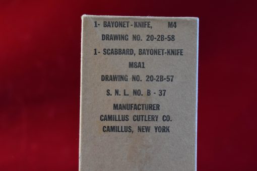THU JUL 24, US WWII NEW IN THE ORIGINAL BOX CAMILLUS M4 BAYONET & M8A1 SCABBARD, MINT UN-ISSUED! - Image 6