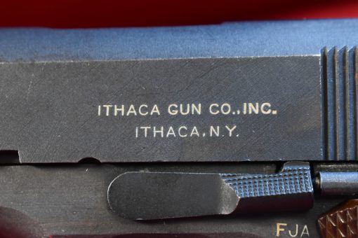 MON JUL 28, SCARCE VERY EARLY MAY,1943 PRODUCTION ITHACA 1911A1 U.S. ARMY SERVICE PISTOL, DULITE FINISH & EARLY FEATURES, VERY SHARP! - Image 4