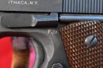 MON JUL 28, SCARCE VERY EARLY MAY,1943 PRODUCTION ITHACA 1911A1 U.S. ARMY SERVICE PISTOL, DULITE FINISH & EARLY FEATURES, VERY SHARP! - Image 5