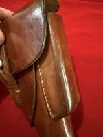SOLD VERY RARE AKAH DRGM MADE FOR THE WALTHER PPK BROWN LEADING EDGE HOLSTER…RED STITCHING, AND CORRECT HOLSTER FOR NAZI RZM PPK - Image 3