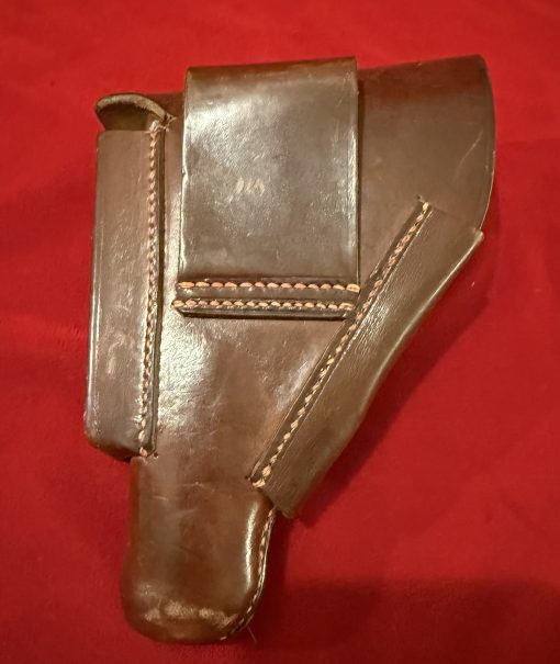 SOLD VERY RARE AKAH DRGM MADE FOR THE WALTHER PPK BROWN LEADING EDGE HOLSTER…RED STITCHING, AND CORRECT HOLSTER FOR NAZI RZM PPK - Image 2