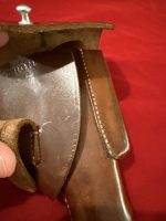 SOLD VERY RARE AKAH DRGM MADE FOR THE WALTHER PPK BROWN LEADING EDGE HOLSTER…RED STITCHING, AND CORRECT HOLSTER FOR NAZI RZM PPK - Image 7