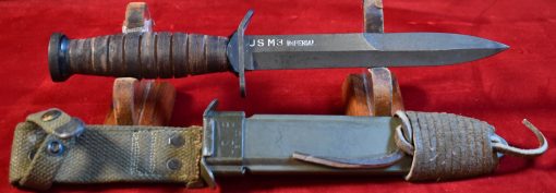 FRI JUL 25, US WWII SCARCE IMPERIAL BLADE MARKED, M3 FIGHTING KNIFE WITH BLACK SPACERS & M8 SCABBARD, COLLECTOR GRADE! - Image 2