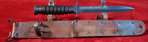 FRI JUL 25, US WWII SCARCE 1943 PAL BLADE MARKED, M3 FIGHTING KNIFE WITH 1943 MOOSE CO. M6 LEATHER SCABBARD, COLLECTOR GRADE! - Image 2