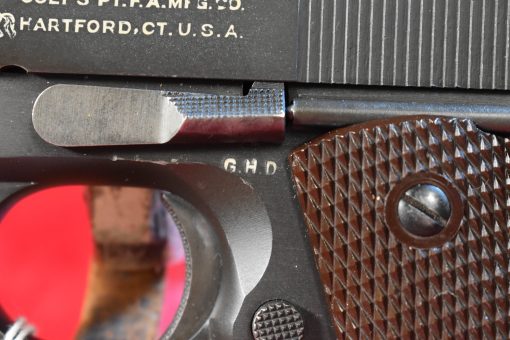 THU AUG 7, EXCEPTIONAL, US WWII COLT 1911A1 ARMY SERVICE PISTOL, JUNE 1943 SHIPMENT, MATCHING SLIDE, 100% CORRECT, MINT CRISP FULL RIG! - Image 6