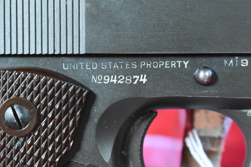 THU AUG 7, EXCEPTIONAL, US WWII COLT 1911A1 ARMY SERVICE PISTOL, JUNE 1943 SHIPMENT, MATCHING SLIDE, 100% CORRECT, MINT CRISP FULL RIG! - Image 7
