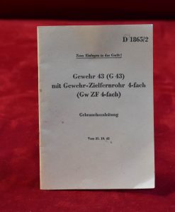SOLD GERMAN WWII ORIGINAL MINT CONDITION G.43 MANUAL, NOT ROLLED UP! RARELY SEEN