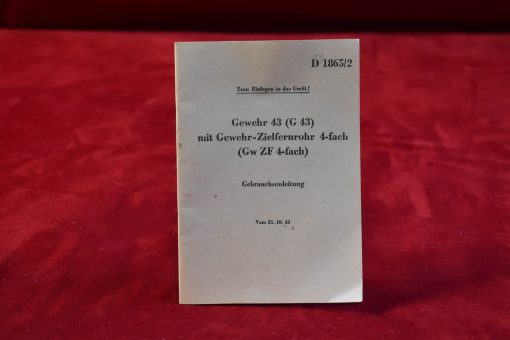 SOLD GERMAN WWII ORIGINAL MINT CONDITION G.43 MANUAL, NOT ROLLED UP! RARELY SEEN - Image 1