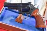 WED AUG 20, SMITH IN WESSON MODEL 57 .41 MAGNUM REVOLVER, 1970'S PRODUCTION WITH WOODEN CASE, MINTY!
