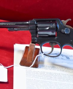 WED AUG 13, VERY SCARCE 6 INCH SMITH AND WESSON 38/200 BRITISH SERVICE MODEL M & P REVOLVER, CANADIAN MILITARY ISSUE, VERY SHARP! WITH SMITH LETTER TOO!
