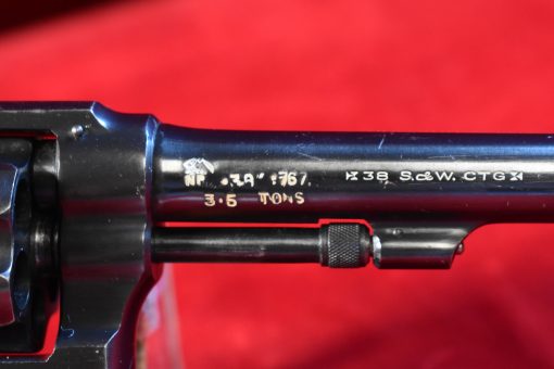 WED AUG 13, VERY SCARCE 6 INCH SMITH AND WESSON 38/200 BRITISH SERVICE MODEL M & P REVOLVER, CANADIAN MILITARY ISSUE, VERY SHARP! WITH SMITH LETTER TOO! - Image 6