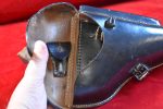 WED AUG 27, ULTRA RARE MINT CRISP 1944 cdg4 coded-Auwaerter & Bubeck KG, Stuttgart black Leather Hardshell German Luger Holster - Image 5