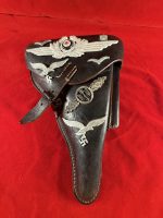 TUE AUG 19, UNUSUAL 1941 GERMAN WWII VET BROUGHT BACK WAR TROPHY LUGER HOLSTER, MINT NEW!