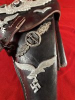 TUE AUG 19, UNUSUAL 1941 GERMAN WWII VET BROUGHT BACK WAR TROPHY LUGER HOLSTER, MINT NEW! - Image 2