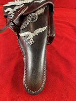 TUE AUG 19, UNUSUAL 1941 GERMAN WWII VET BROUGHT BACK WAR TROPHY LUGER HOLSTER, MINT NEW! - Image 5