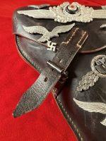 TUE AUG 19, UNUSUAL 1941 GERMAN WWII VET BROUGHT BACK WAR TROPHY LUGER HOLSTER, MINT NEW! - Image 12