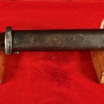 SOLD TUE AUG 19, ORIGINAL GERMAN WWII 1940 WKC MADE 98K MAUSER BAYONET, MATCHING UNCLEANED VET BROUGHT BACK TROPHY!