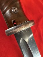 TUE AUG 19, ORIGINAL GERMAN WWII 1940 WKC MADE 98K MAUSER BAYONET, MATCHING UNCLEANED VET BROUGHT BACK TROPHY! - Image 10