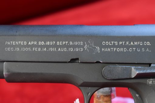 FRI AUG 1, VERY CHOICE, US WWII COLT 1911A1 US ARMY PISTOL, OCT, 1942 PRODUCTION, WB CARTOUCHED, MATCHING 100% ORIGINAL & MINT SHARP! - Image 4