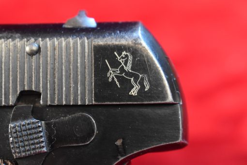 FRI AUG 1, ULTRA RARE & RABIDLY DESIRABLE, US WWII BLUED 1903 COLT POCKET HAMMERLESS PISTOL, “US PROPERTY” VERY EARLY JAN,1942 SHIPMENT, WB CARTOUCHED, VERY SHARP! - Image 9