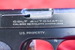 FRI AUG 1, ULTRA RARE & RABIDLY DESIRABLE, US WWII BLUED 1903 COLT POCKET HAMMERLESS PISTOL, “US PROPERTY” VERY EARLY JAN,1942 SHIPMENT, WB CARTOUCHED, VERY SHARP! - Image 6