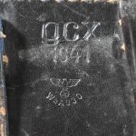 SOLD SCARCE MAKER gcx 1941 (KARL BRETTSCHNEIDER, MARISCH-SCHONBERG) 1941 BLACK HARDSHELL P.08 LUGER HOLSTER, PERFECT FOR A BLACK WIDOW, VERY SHARP!