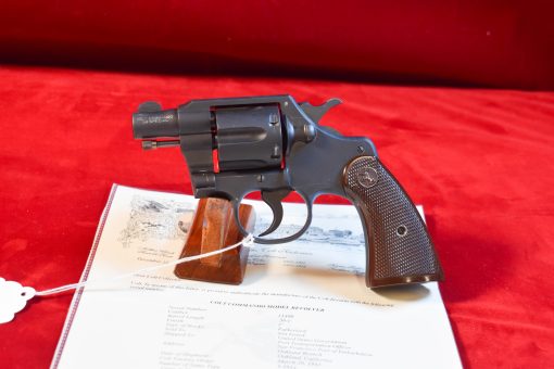 SOLD EXCEPTIONAL & RARE US WWII COLT COMMANDO REVOLVER WITH 2 INCH BARREL, COLT FACTORY LETTER, SHIPPED TO MILITARY INTELLIGENCE, PACIFIC THEATER MARCH,1943, MINT CRISP! - Image 1