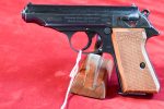SOLD WALTHER PP PISTOL, 1944 GERMAN ARMY WAFFENAMTED, MILITARY FINISH, WITH RARE PRESSED WOOD GRIPS, VERY CRISP!