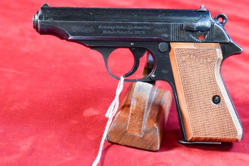 SOLD WALTHER PP PISTOL, 1944 GERMAN ARMY WAFFENAMTED, MILITARY FINISH, WITH RARE PRESSED WOOD GRIPS, VERY CRISP! - Image 1