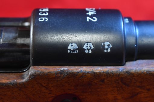 WED OCT 22, GERMAN WWII, EARLY 1936 S/42 CODE MAUSER OBERNDORF MADE K98k SERVICE RIFLE, ALL MATCHING, WITH ORIGINAL SLING, PRIVATE RESERVE STOCK! - Image 15