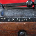SOLD WED OCT 22, RARE GERMAN WWII qve45 CODE, K.43 SEMI AUTOMATIC RIFLE, WITH SLING, MINT SHARP CONDITION