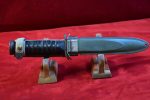 WED DEC 10, US WWII VERY RARE CASE 1943 BLADE MARKED, M3 FIGHTING KNIFE & M8 SCABBARD, - Image 2