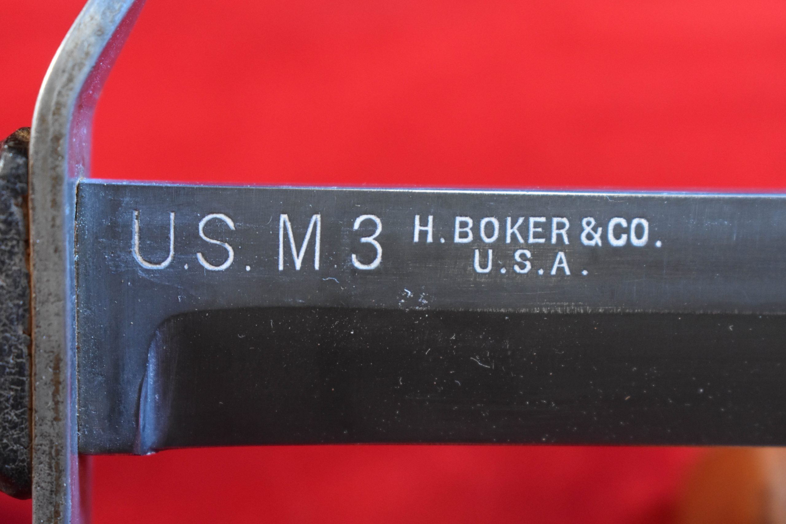 BOKY-2 WED DEC 10, US WWII VERY RARE BOKER BLADE MARKED, M3 FIGHTING KNIFE & M8 SCABBARD, MINT COLLECTOR GRADE! - Image 1