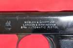 TUE JAN 27, EXTREMELY SCARCE 1914 PRODCUTION, MODEL 1909 WEBLEY AUTOMATIC PISTOL, 9mm BROWNING LONG, SHIPPED TO BELGIUM 2 MONTHS BEFORE WWI, VERY SHARP! - Image 6