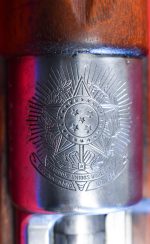 MON MAR 30, EXCEPTIONAL DWM/MAUSER MODEL 1908 BRAZILIAN SERVICE RIFLE, 7x57mm, MINT, MATCHING & WITH A MNT BAYONET AND RARE LEATHER ACTION COVER TOO!