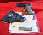 TUE MAR 17, OUTSTANDING MAUSER HSc PISTOL, GERMAN ARMY 1942 PRODUCTION, EAGLE/135 WAFFENAMT, MILITARY FINISH, FULL RIG, STILL WITH CAPTURE PAPERS!