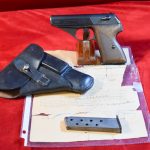 TUE MAR 17, OUTSTANDING MAUSER HSc PISTOL, GERMAN ARMY 1942 PRODUCTION, EAGLE/135 WAFFENAMT, MILITARY FINISH, FULL RIG, STILL WITH CAPTURE PAPERS!